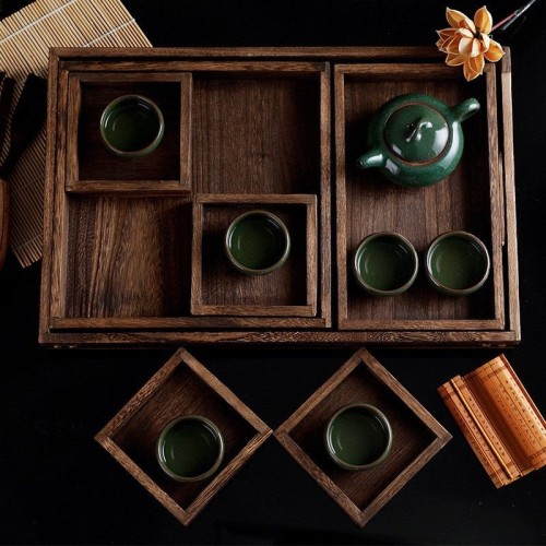 Burnt wood tea tray